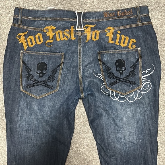 Affliction Other - Vintage Blac Label “Too Fast To Live” Embroidered Jeans